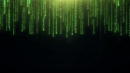 Digital rain: futuristic green code flowing in virtual matrix environment