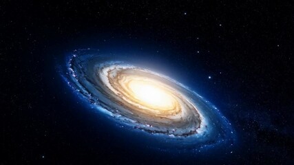 Wall Mural - Magnificent spiral galaxy with radiating arms and bright central bulge, set against a background of countless stars and deep space.
