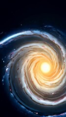 Wall Mural - Spectacular spiral galaxy, shimmering with blue and red nebulas, shines brightly amongst countless stars in the vast expanse of dark space.