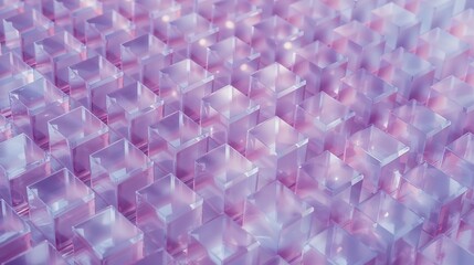 Canvas Print - Lavender And Lilac Glass Cube Abstract Digital Artwork Lucid Realism Style cubes purple