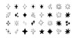 © Elena Pimukova - Doodle glitter twinkle star icons set. Hand drawn shine star burst symbol. Sketch magic blink collection. Doodle spark shape icons. Vector illustration on white background.