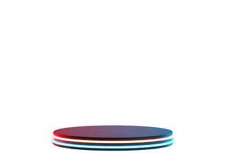 round neon pedestal display stand isolated on transparent background