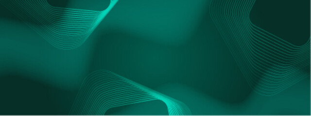 Wall Mural - teal curved lines on a dark green background. suitable for abstract backgrounds, modern designs, tec