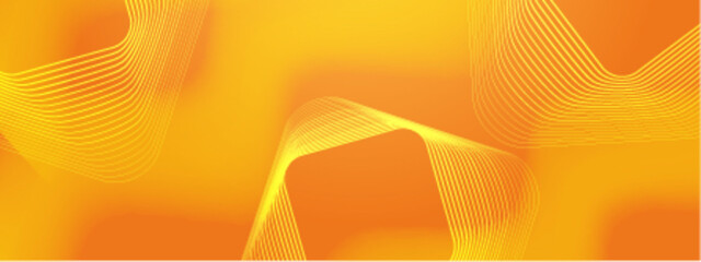 Wall Mural - abstract yellow lines create curved shapes on an orange background. suitable for graphic design proj