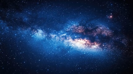 A captivating view of the milky way galaxy with stars and cosmic dust in shades of blue and purple