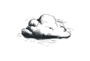 sketch of a fluffy cloud with detailed shading in black and white. vector retro hand drawn illustrat