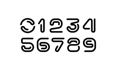 Canvas Print - modern numbers set, trendy numerals 1,2,3,4,5,6,7,8,9 made segment rounded line, vector illustration