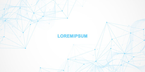 Wall Mural - global network connection website header or banner design. abstract background with connecting dots 