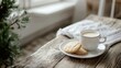© Lumi_Studio - Milk and cookies on a wooden table, natural light, cozy kitchen vibe