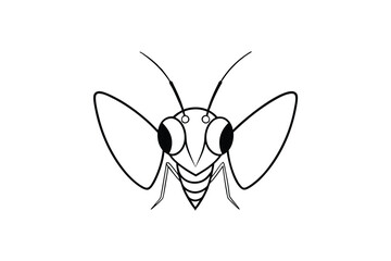 Mantis Head with Big Eyes Unique Insect Design Line Art