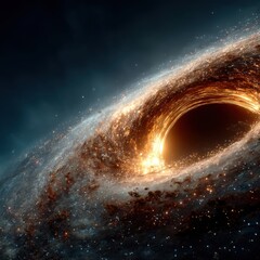 Wall Mural - powerful black hole with swirling accretion disk at the center of a galaxy galaxy swirling powerful