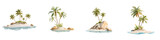 Tranquil tropical island paradises with sandy beaches and palm trees