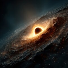 Wall Mural - massive black hole with swirling accretion disk in deep space space swirling black hole cosmos stars