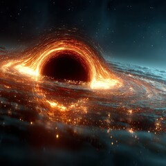 Wall Mural - stunning cosmic black hole with glowing accretion disk in deep space space glowing cosmic universe