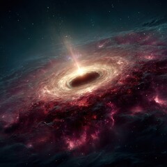 Wall Mural - supermassive black hole accretion disk with energy jet in deep space space jet cosmos universe light