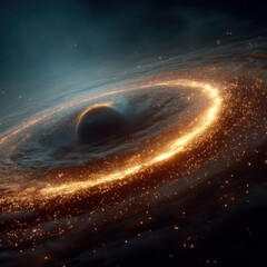 Wall Mural - cosmic vortex accretion disk around planet or black hole in deep space space cosmic planet vortex ai