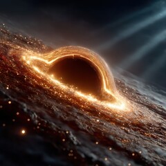 Wall Mural - cosmic black hole with glowing accretion disk in deep space space cosmic glowing black hole universe
