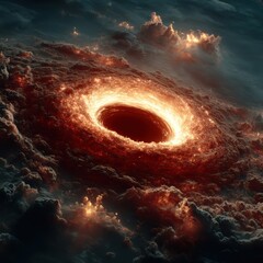 Wall Mural - fiery cosmic vortex in abstract swirling clouds vortex abstract swirling clouds portal black hole ai