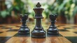 © RONNY - Focused black chess pieces on board