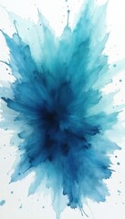 Wall Mural - abstract watercolor splash in blue teal shades with dynamic shadows. artistic illustration, vibrant 