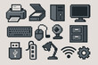 © Bohdan - Pixel art icons of office equipment and technology accessories