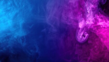 Wall Mural - vibrant magenta and cyan smoke swirl texture on dark background for abstract design, digital art, br