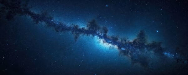 Wall Mural - illustration of milky way galaxy with stars on a blue background. cosmic dust cloud, night sky and u