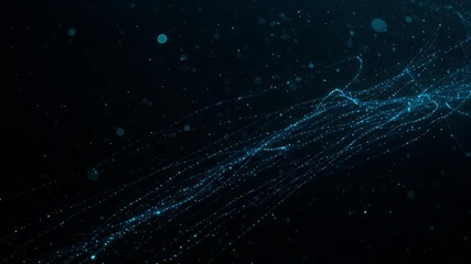 Wall Mural - Elegant streams of particles glow against a deep, dark background, creating depth