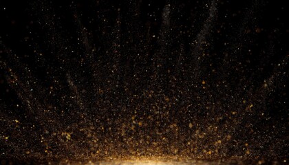 Wall Mural - golden particle burst in dark space with glittering dust trails and glowing abstract light patterns 