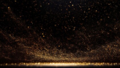 Wall Mural - golden particle burst in dark space with glittering dust trails and glowing abstract light patterns 