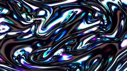 Wall Mural - abstract holographic iridescent gradient swirling metallic foil forming a colorful wavy pattern with