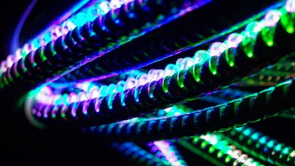 Wall Mural - colorful neon light flowing through futuristic cables, creating a mesmerizing technological design, 