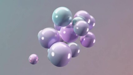 Wall Mural - cluster of glossy, iridescent spheres floating gracefully against a soft gradient backdrop, forming 