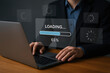 © M9 Design - Laptop Displaying Loading Progress Bar, System Update, Software Installation, and Digital Data Processing Concept