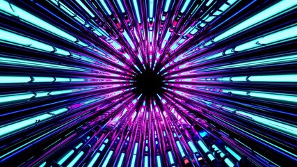 Wall Mural - glowing neon light beams converge towards a central black hole, creating a vibrant, futuristic sci-f