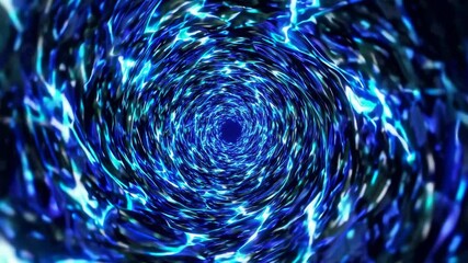 Wall Mural - electric blue light streaks are swirling around a dark center, creating a mesmerizing vortex tunnel 