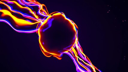 Wall Mural - vibrant neon colors intertwine and flow, creating a striking visual with an abstract egg-like shape 