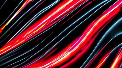 Wall Mural - smooth elegant red and orange glowing lines are flowing and waving on a dark background, creating a 