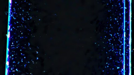 Wall Mural - bright neon lights create a vibrant frame around a cascade of shimmering glitter falling against a d