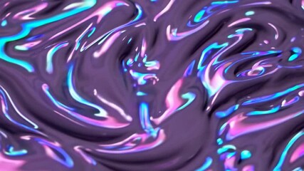 Wall Mural - holographic iridescent abstract flowing liquid background texture with purple, blue, green and pink 