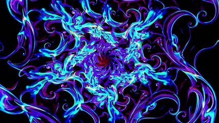 Wall Mural - bright blue and purple flames swirl together, creating a mesmerizing visual effect against a black b
