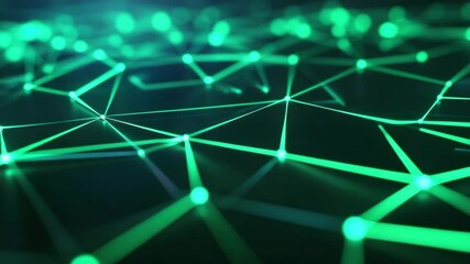 Wall Mural - neon green glowing network connection with digital nodes and lines, abstract futuristic technology d