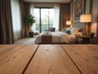 © lindely - Cozy bedroom interior with wooden table in soft natural light