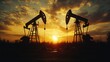 © setiadio - Oil pumps at sunset silhouette
