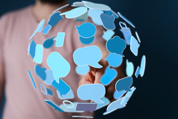 seamless communication, global reach. modern networking and online conversation.