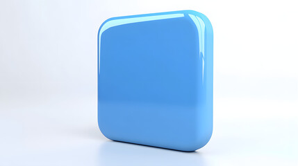 Wall Mural - blank mobile application icon, button - blue square with round corners. 3d rendering, white backgrou