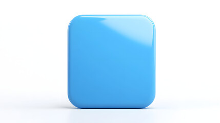 Wall Mural - blank mobile application icon, button - blue square with round corners. 3d rendering, white backgrou