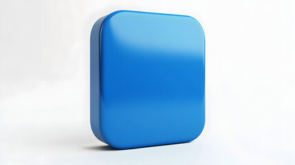 Wall Mural - blank mobile application icon, button - blue square with round corners. 3d rendering, white backgrou