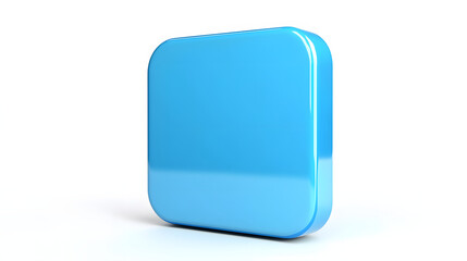 Wall Mural - blank mobile application icon, button - blue square with round corners. 3d rendering, white backgrou
