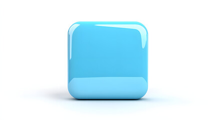 Wall Mural - blank mobile application icon, button - blue square with round corners. 3d rendering, white backgrou